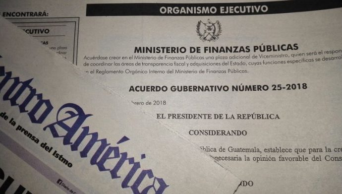 Guatemala crea cargo para velar por transparencia en Hacienda Pública