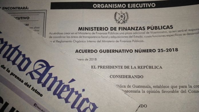 Guatemala crea cargo para velar por transparencia en Hacienda Pública