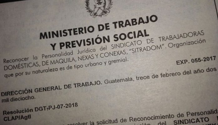 Guatemala reconoce sindicato de trabajadoras domésticas y de maquila