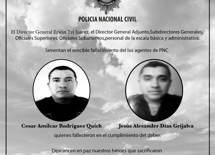 Rendirán homenaje a Investigadores de la PNC asesinados en Escuintla cuando cumplían con su deber