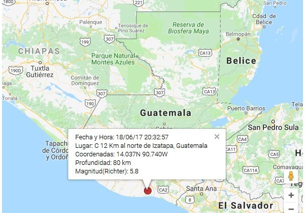 FUERTE SISMO SENSIBLE EN VARIOS DEPARTAMENTOS DE GUATEMALA