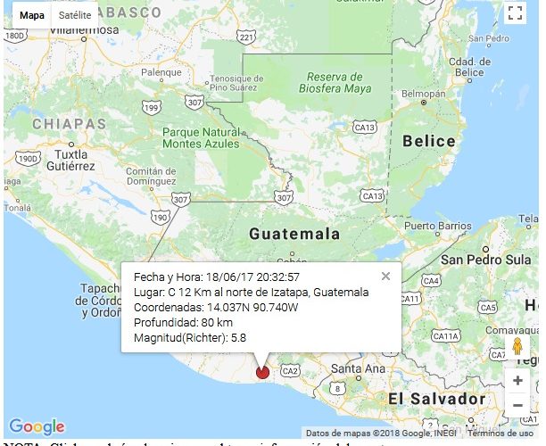 FUERTE SISMO SENSIBLE EN VARIOS DEPARTAMENTOS DE GUATEMALA