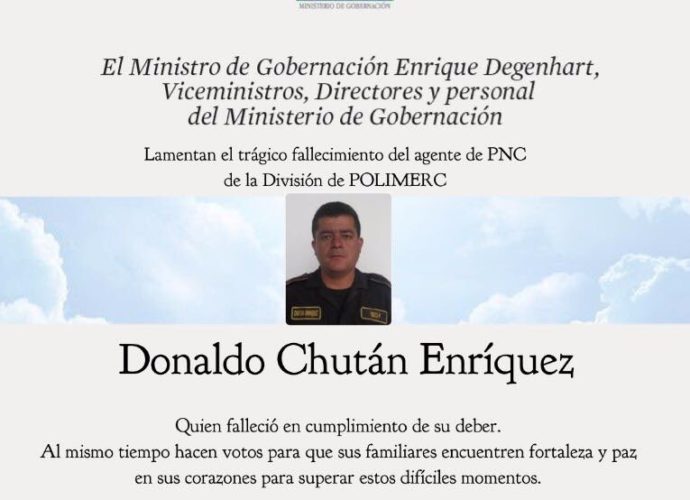 Agente de la PNC Donaldo Chután, entregó su vida sirviendo a damnificados del Volcán de Fuego