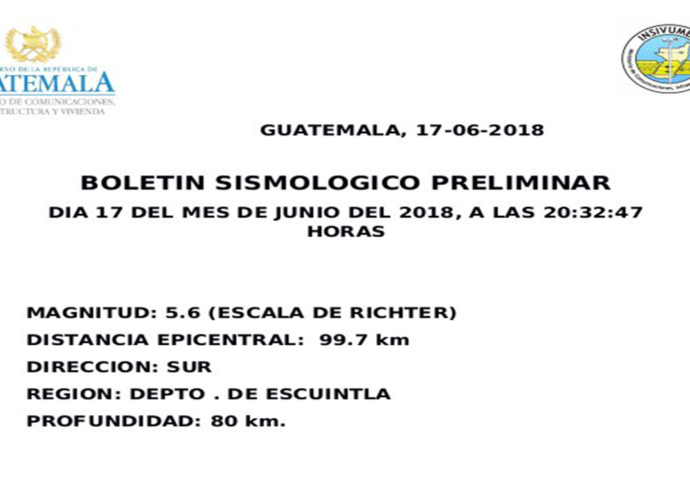 AMPLIACIÓN: SISMO EN GUATEMALA DE 5.6 GRADOS