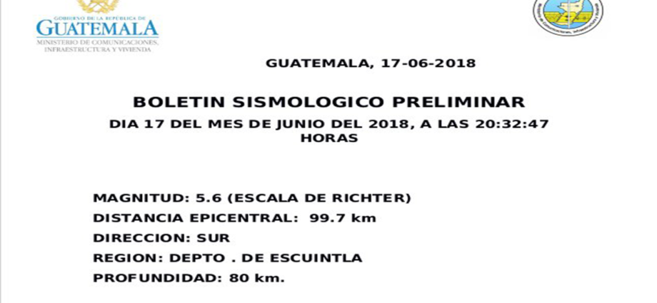 AMPLIACIÓN: SISMO EN GUATEMALA DE 5.6 GRADOS