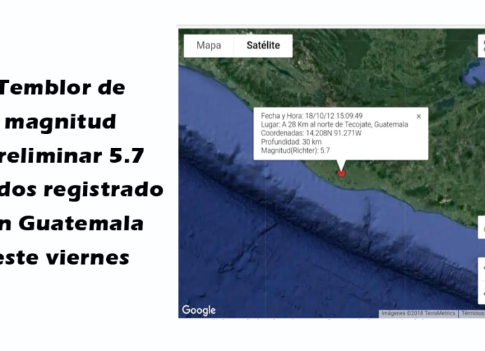 Preliminar: Temblor de magnitud 5.7 grados registrado en Guatemala este viernes