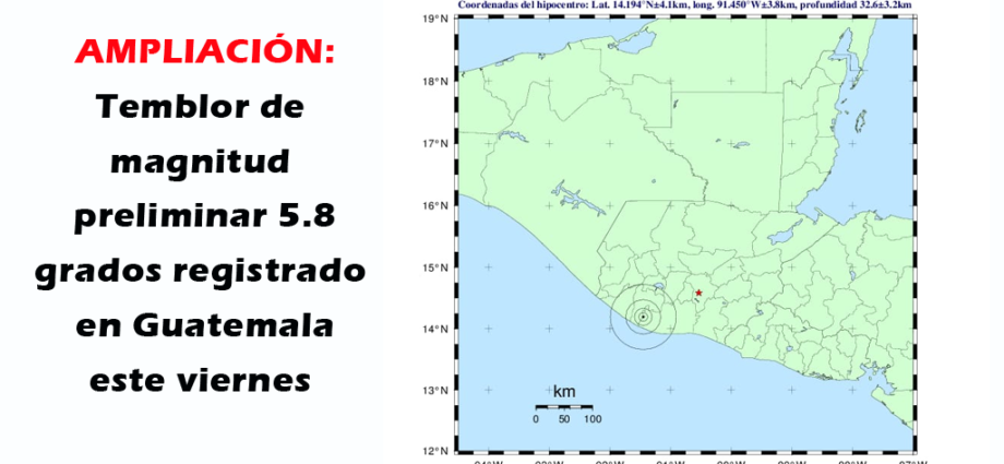 AMPLIACIÓN: Sismo sensible en el sur y centro de Guatemala, 5.8 grados según reporte preliminar