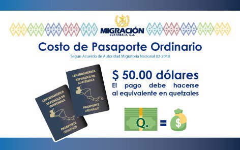 El Pasaporte ordinario para guatemaltecos costará 50 dólares a partir de este 15 de octubre