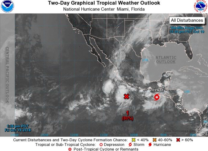 Depresión tropical «23-E» se ha fortalecido a Tormenta Tropical «Vicente»