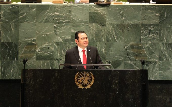 Presidente Jimmy Morales dirige mensaje en la Asamblea General de la ONU