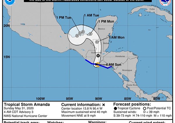 Depresión tropical 2-E se fortalece a Tormenta Tropical Amanda