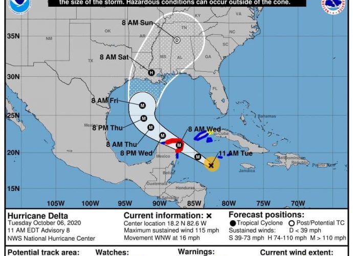 Avanza el huracán Delta en el Mar Caribe