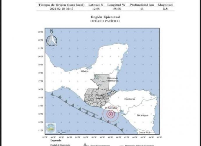 Sismo de magnitud 5.8 fue sensible en Jutiapa, Santa Rosa y Chiquimula
