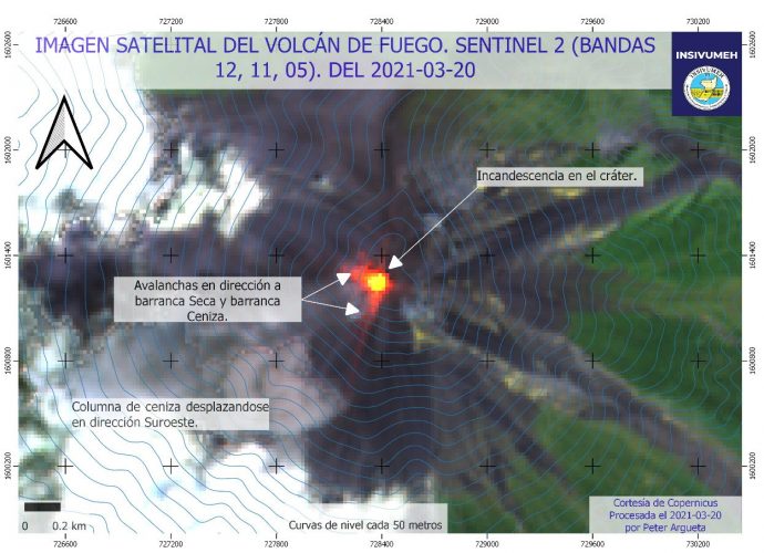 Continúan explosiones débiles, moderadas y algunas fuertes en el volcán de Fuego