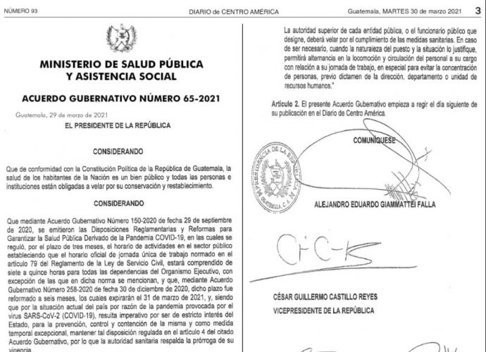 Horario laboral para el sector público se prorroga al 31 de diciembre del 2021