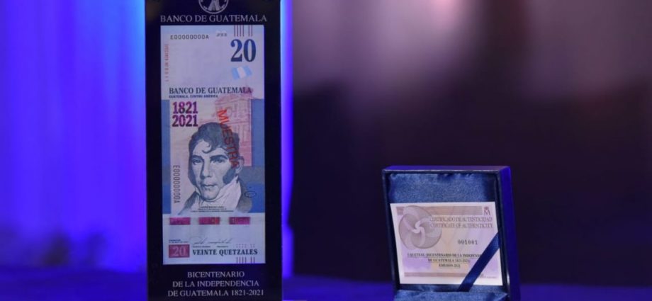 Empieza circulación del billete de 20 quetzales conmemorativo al Bicentenario de Guatemala