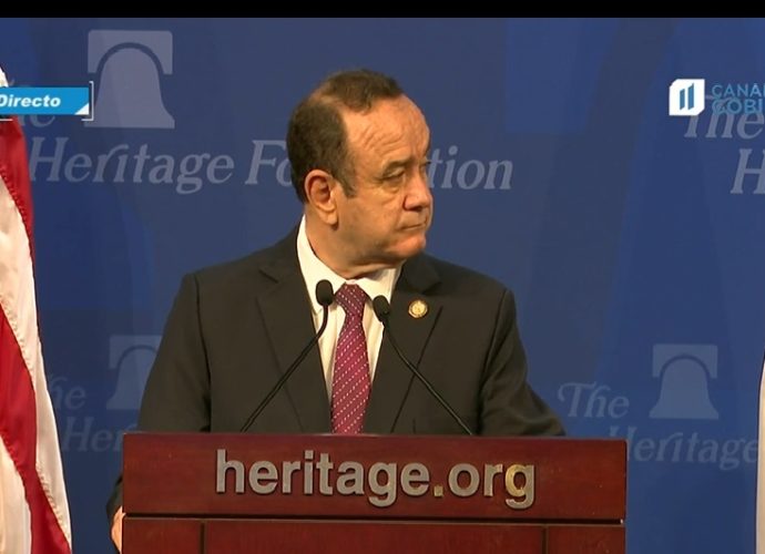 Presidente Giammattei envía mensaje ante The Heritage Foundation en Washington, D.C.