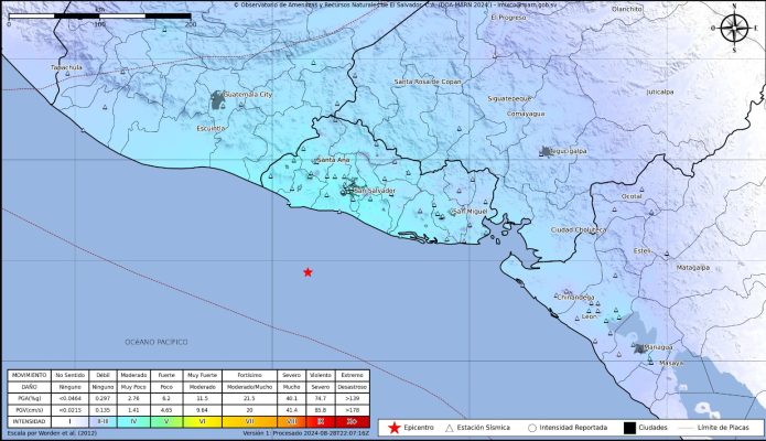 Fuerte sismo sacude El Salvador y deja a su paso treinta y nueve réplicas hasta el momento