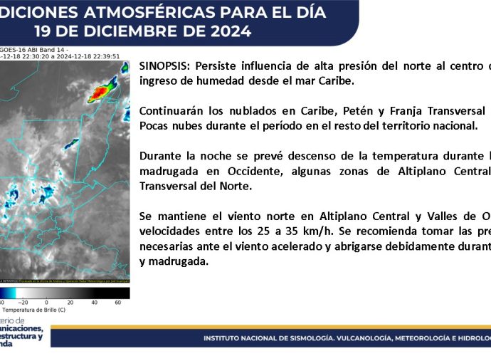 INSIVUMEH alerta sobre lluvias y bajas temperaturas en Guatemala