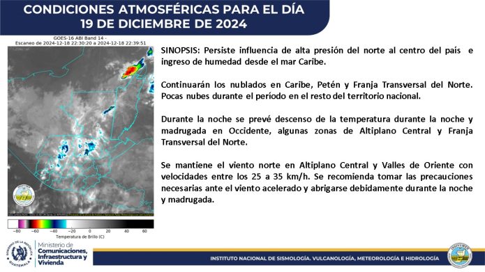 INSIVUMEH alerta sobre lluvias y bajas temperaturas en Guatemala