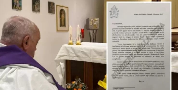 En una carta enviada desde el hospital, el Papa Francisco pide «desarmar la Tierra»